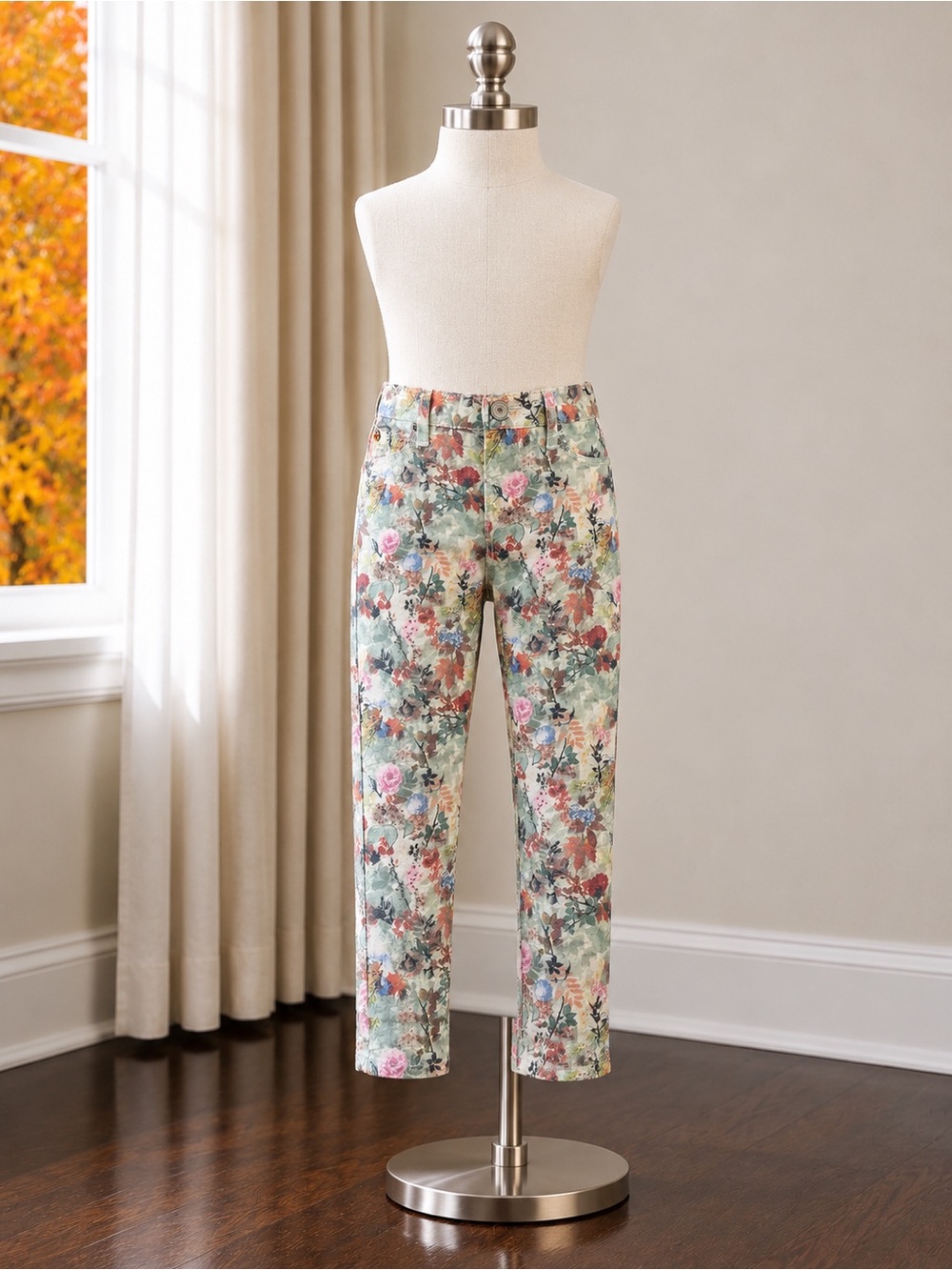 Hudson Jeans Girls Floral Straight-Leg Jeans in Mint Multi